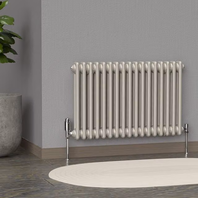 Lux Heat Horizontal 2 Column Steel Radiator in Grey, W: 78.5 cm, H: 50 cm