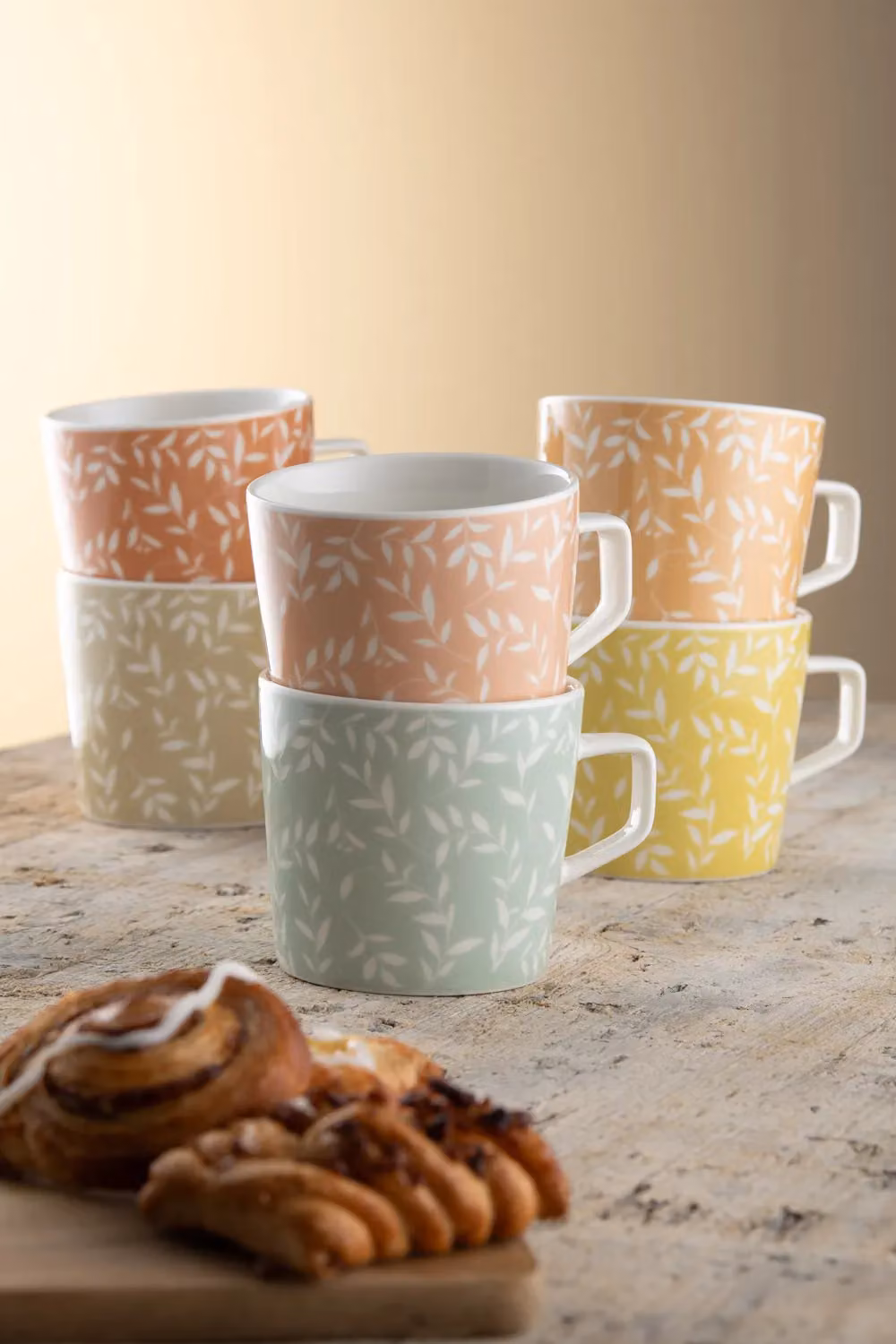 Aynsley White Willow Bone China Floral Mugs, Set of 6, White and Multicolour – 2