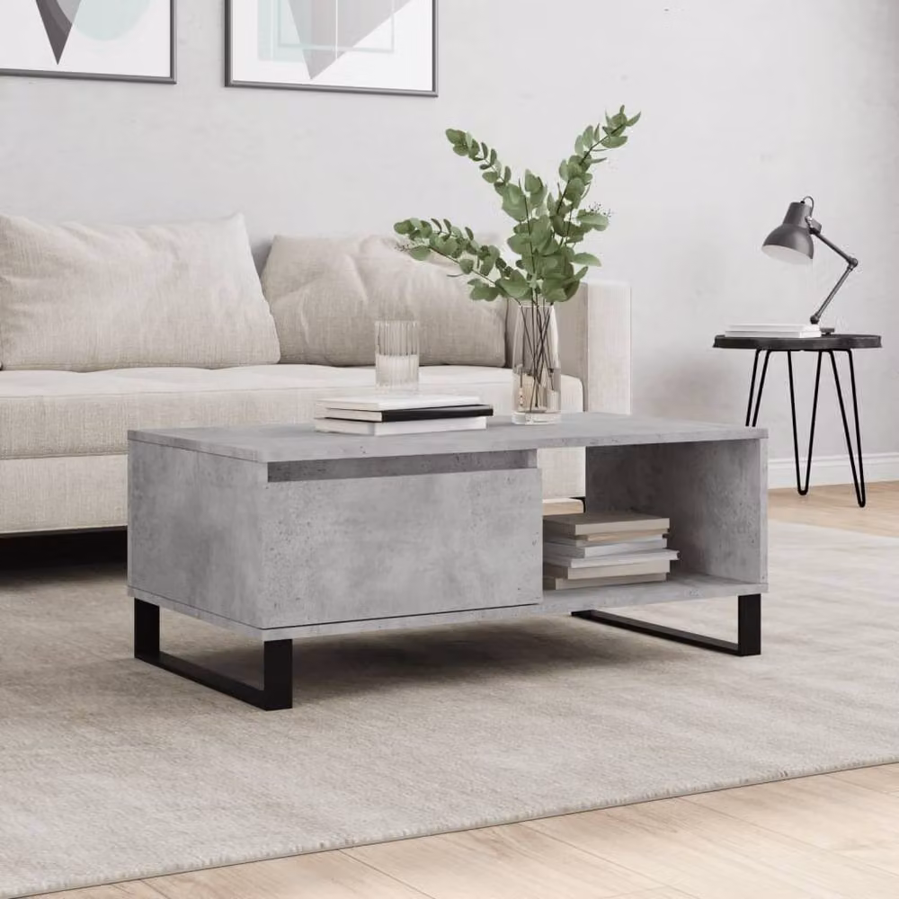 Berkfield Home Modern Rectangular Coffee Table in Grey, W/D/H: 90 x 50 x 36.5 cm – 2