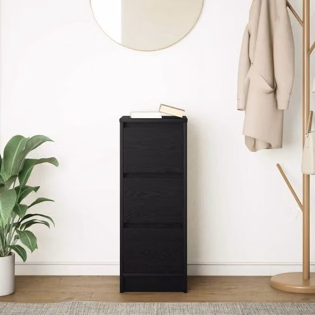 Berkfield Home Black Oak Sideboard, W/D/H: 29.5 x 34 x 76 cm