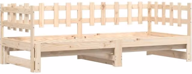 Berkfield Home Pull-out Day Bed in Natural Solid Pine Wood, W/D/H: 203.5 x 90 x 68.5 cm