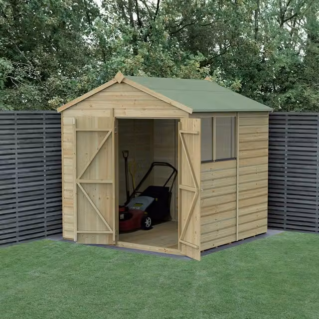 Beckwood 7x7 Apex Gable Wood Shed with Foundation in Green and Brown