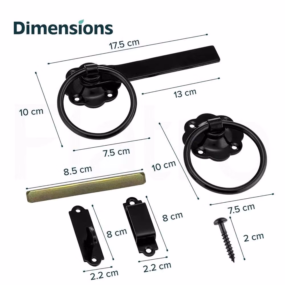 Kelvenix 6 inch Black Galvanised Steel Ring Gate Latch with Ring Handle for Garden Gates – 2
