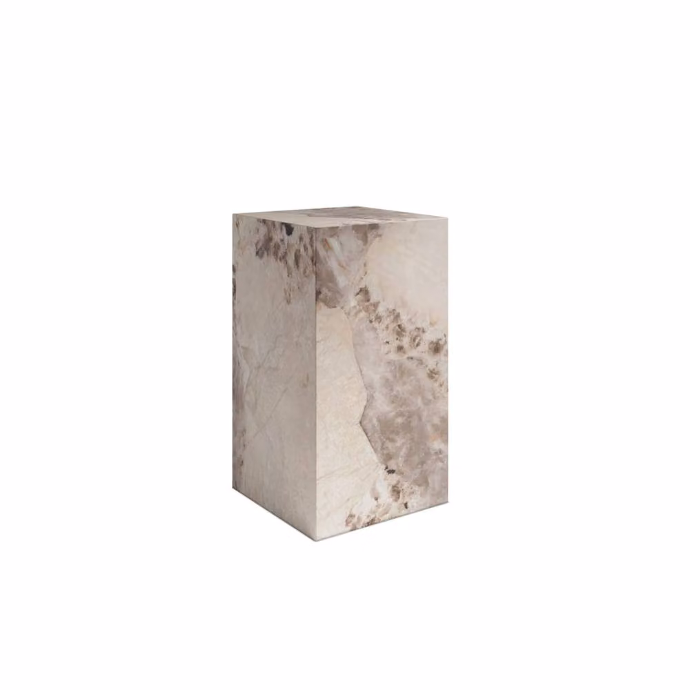Wyld Haus Dingle Brown Pandora Marble Effect Small Pedestal Side Table – 2