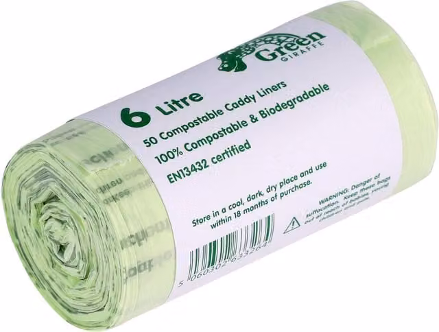 Green Giraffe 6 Litre Food Bin Caddy Liners in Green