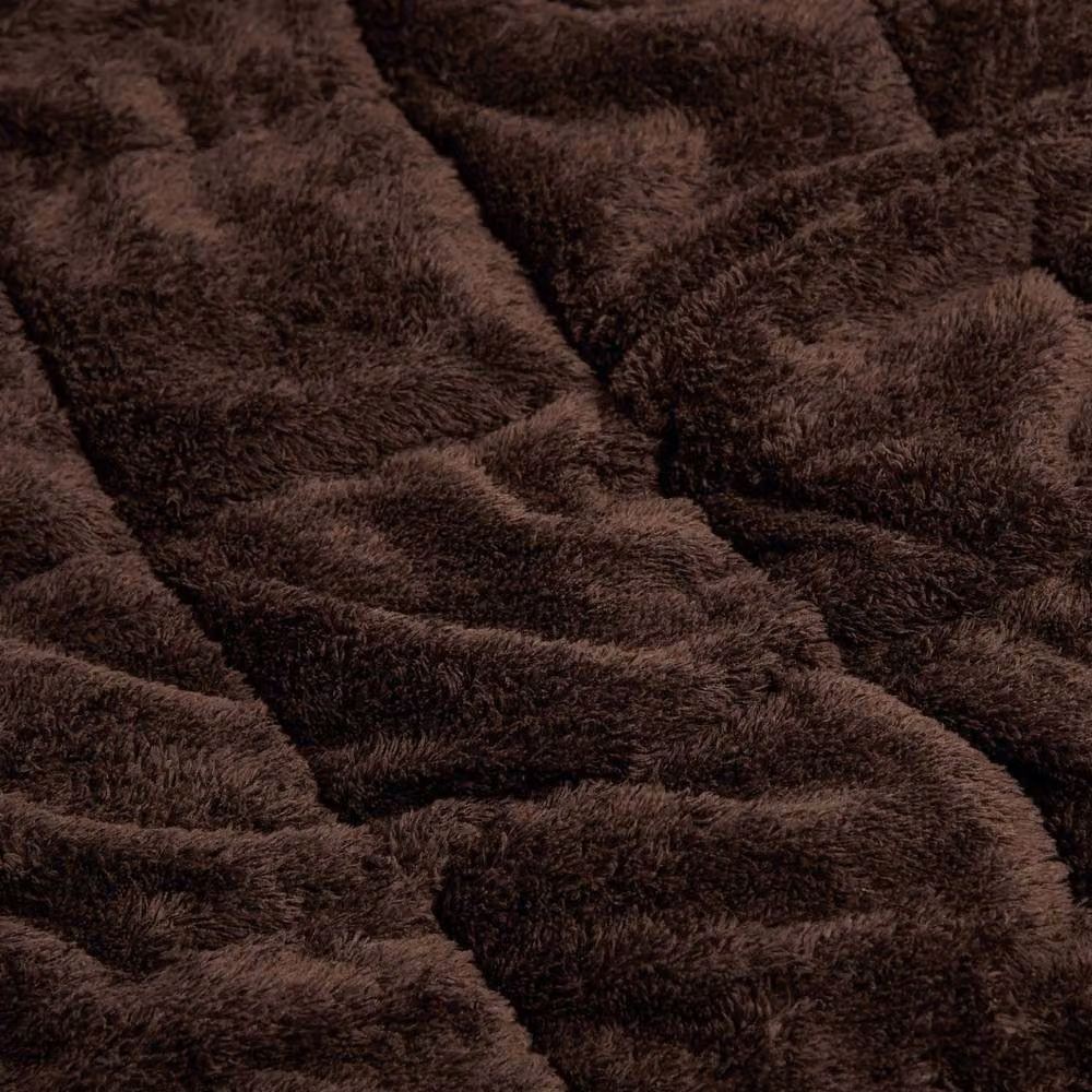 OHS Teddy Fleece Sensory Sleep Therapy Weighted Blanket in Brown, W: 150 cm x L: 200 cm – 2