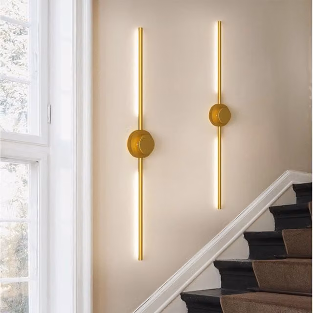 Pack of 2 The Bath Plus TB+ Rechargeable LED Wall Lights in Gold/Brass with Remote Control and Dimmer Function