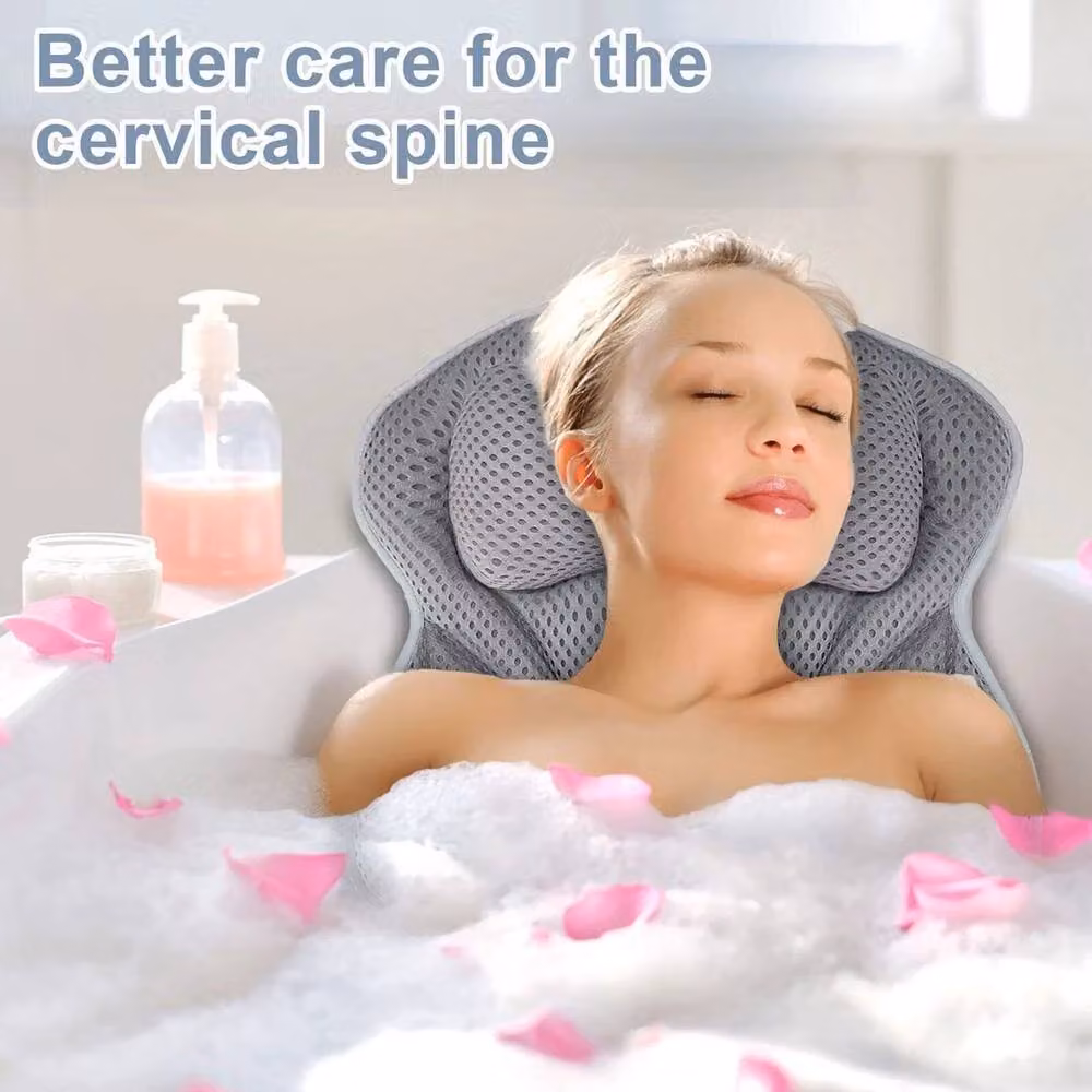 FLAVORA Grey Luxury Bathroom Spa Bath Pillow – 4