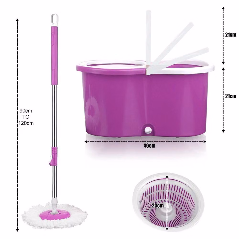 EONLION Floor Magic Spin Mop and Bucket Set with Wringer and Microfibre Mop in Purple – 2