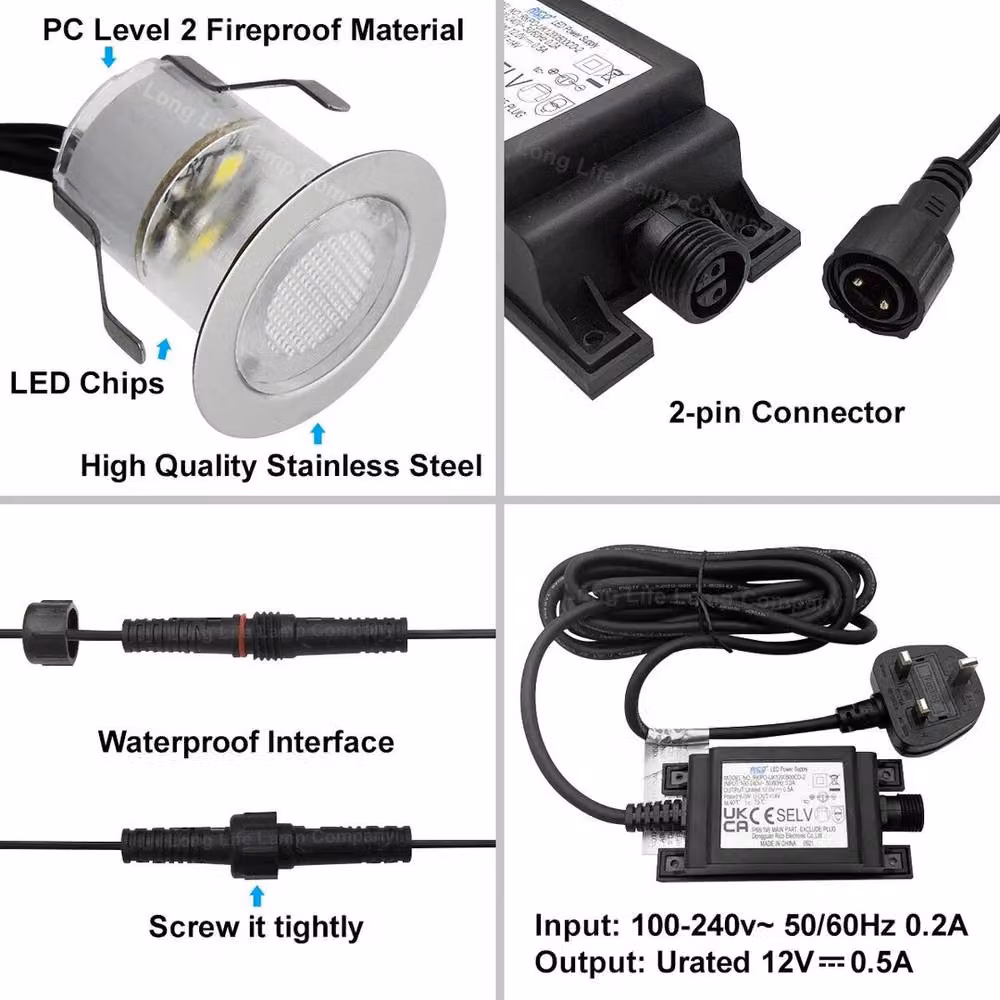 SPETLEK IP68 Round Outdoor LED Decking Lights in Silver with Cool White Light – 3