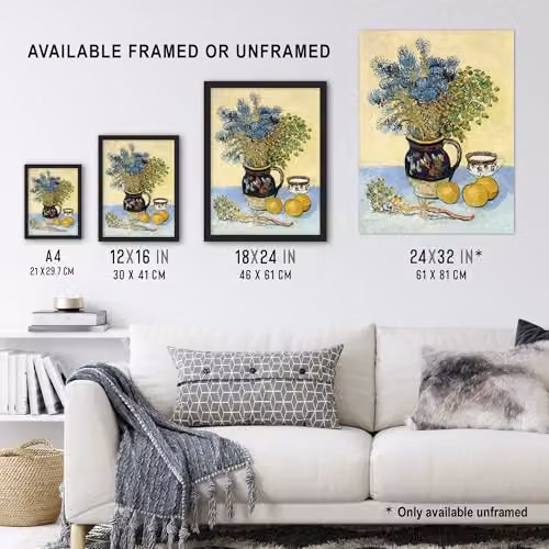 Artery8 Still Life Nature Morte Framed Wall Art Print, Van Gogh Floral Painting, Multicolour, W: 23.4 cm, H: 32.3 cm – 3