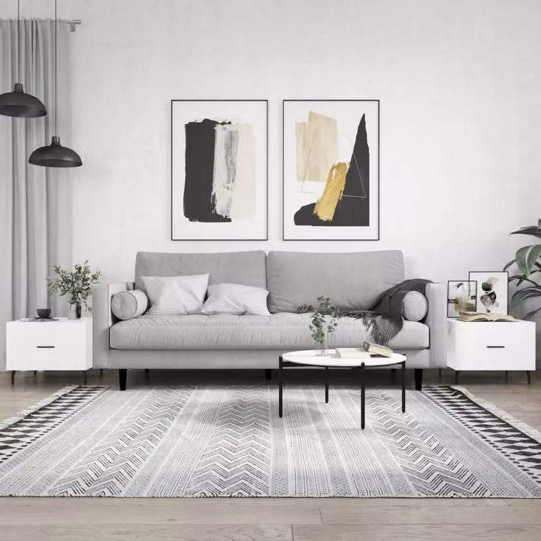 Berkfield Home Set of 2 High Gloss White Decorative Coffee Tables, W/D/H: 50 x 50 x 40 cm