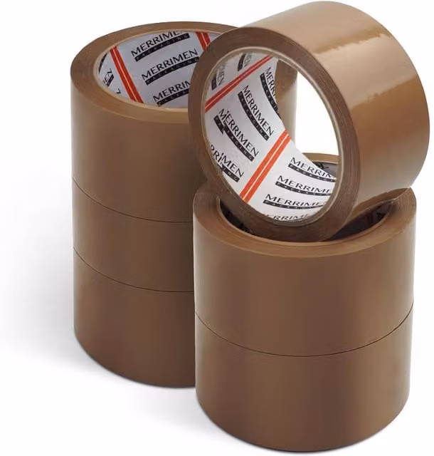Merrimen 6 Pack Heavy Duty Brown Packaging Tape, Width: 48 mm, Length: 66 m – 1