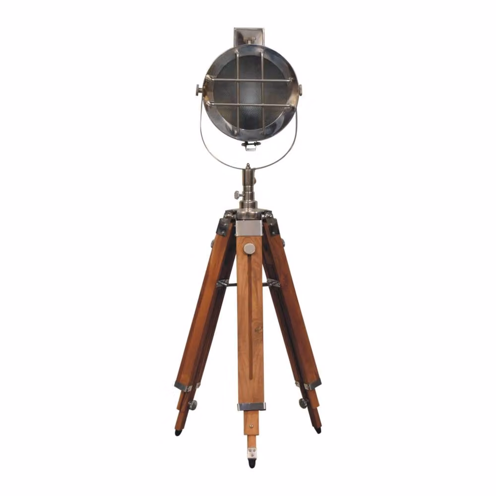 Wyld Haus Ferrara Chrome Caged Spotlight Tripod Floor Lamp in Metallic Silver – 2