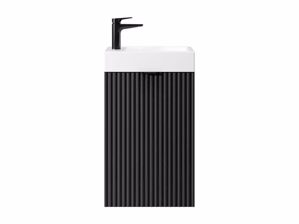 Vente-unique Striped Cloakroom Vanity Unit with Reversible Black and White Doors, H: 60 cm, W: 16 cm, D: 22 cm – 2