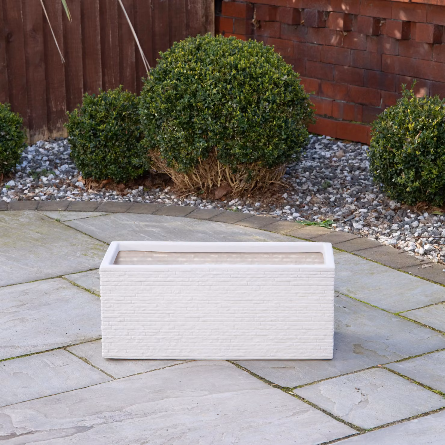 Samuel Alexander Plastic Slate Effect Garden Planter Trough in Grey and Beige, W: 60 cm, D: 25 cm, H: 25.5 cm – 5