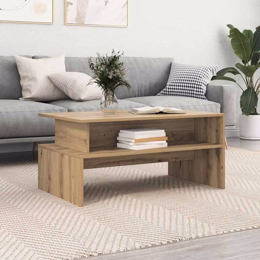 Berkfield Home Artisan Oak Coffee Table in Brown, W: 90 cm, D: 55 cm, H: 42.5 cm – 4