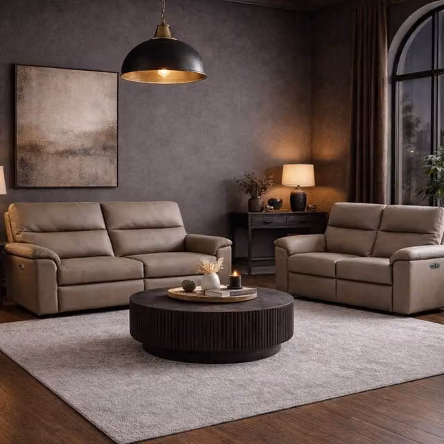 Aspire Marlowe Real Leather 3 + 2 Power Recliner Sofa Set with USB Charging in Beige – 2