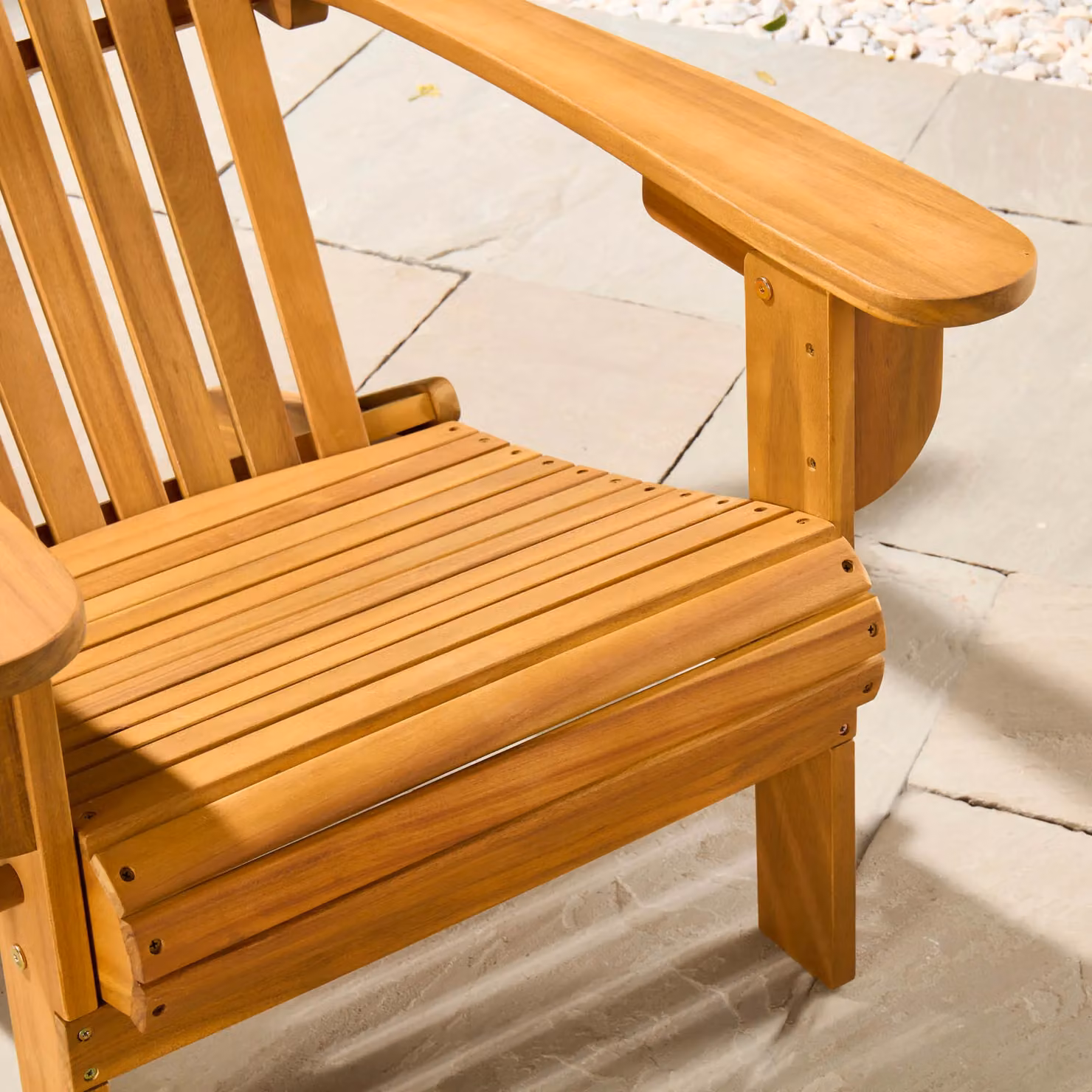 VonHaus Hudson Acacia Wood Folding Adirondack Garden Chair in Natural Brown – 4