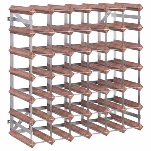 vidaXL Brown Solid Pine Wood Wine Rack for 42 Bottles, W/D/H: 61.0 x 22.5 x 61.0 cm – 1