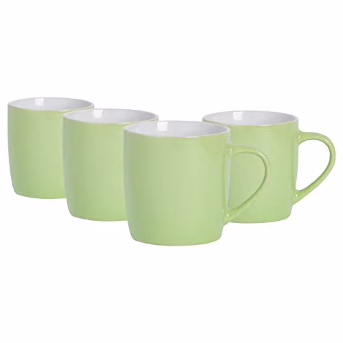 Argon Tableware Green Stoneware Coffee Mugs, 350ml, Pack of 4