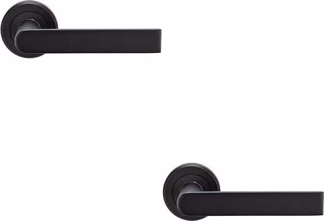 Loops 2x Pair Flat Rectangular Bar Handles on Round Rose with Concealed Fixings in Matt Black – 1