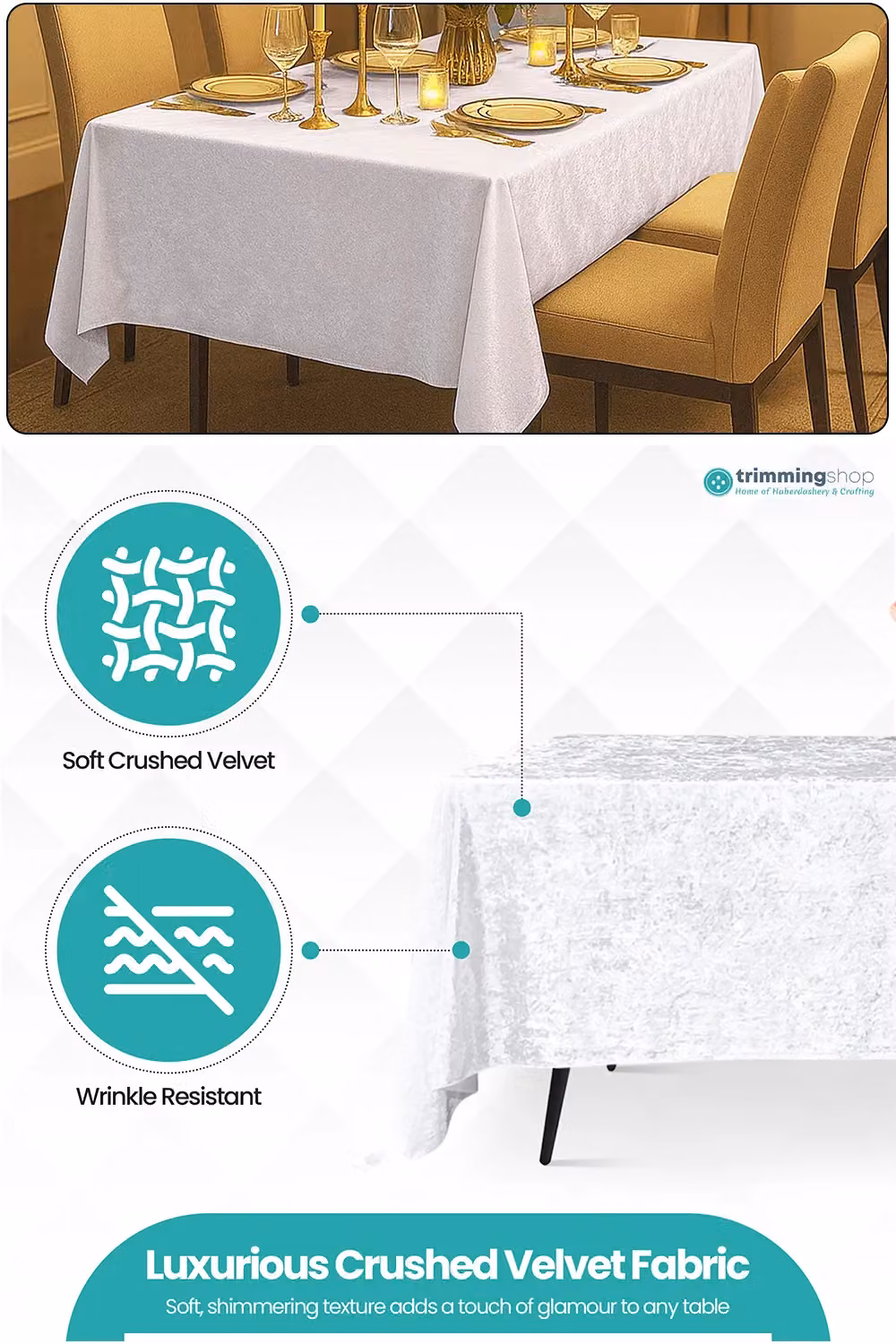 Neel Blue White Diamond Velvet Rectangular Tablecloth – 2