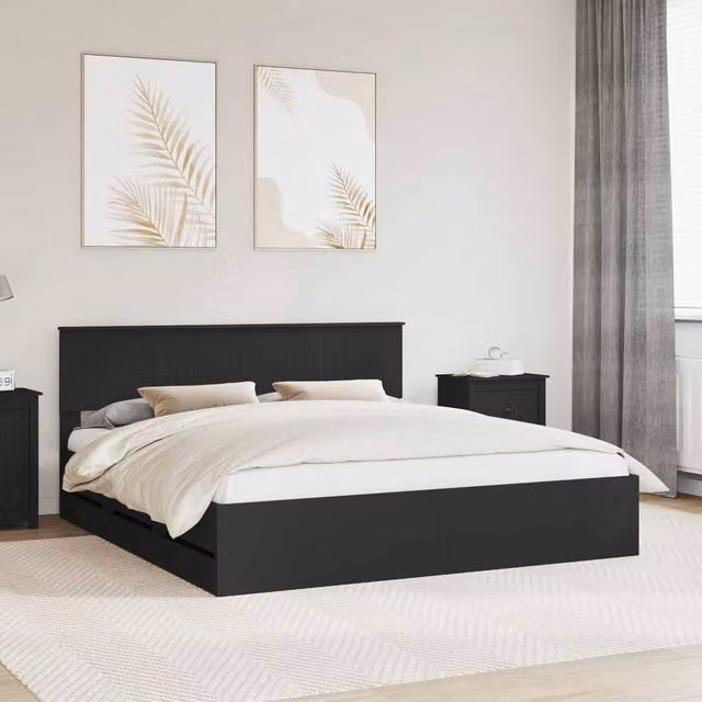 Berkfield Home Modern Bed Frame with Drawers in Black, Engineered Wood, 180 x 200 cm – 1