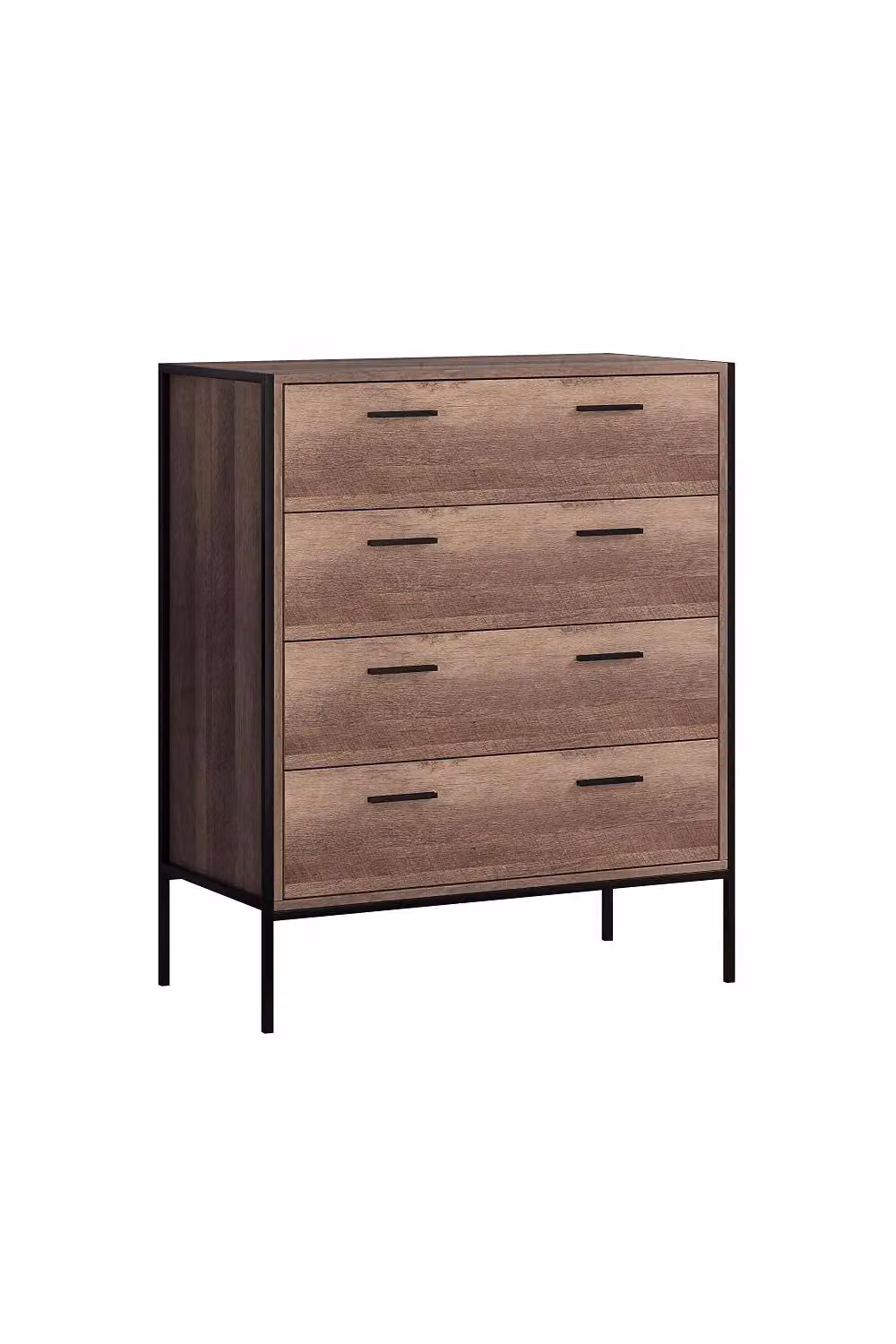 FWStyle 4 Drawer Cracked Oak Effect Chest of Drawers in Brown – 2