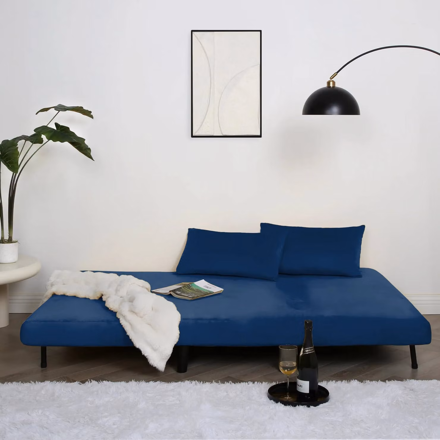 Home Garden Direct Aurora Small Double 2 Seater Velvet Sofa Bed in Blue – 2