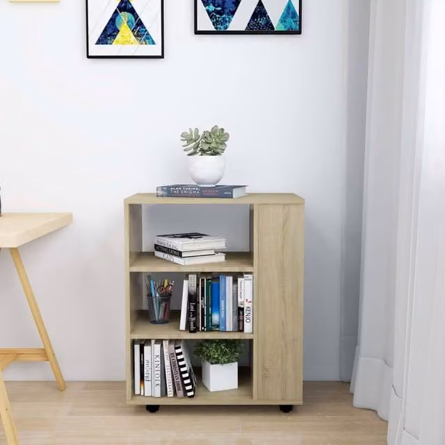 Berkfield Home Rolling Cabinet in Sonoma Oak, W/D/H: 60 x 35 x 75 cm – 1