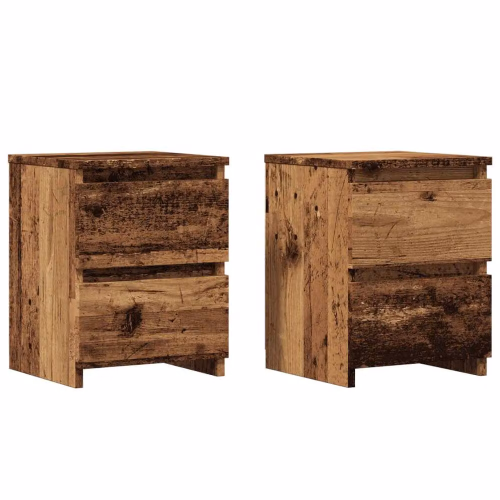 Berkfield Home Set of 2 Bedside Cabinets in Old Wood Brown, W/D/H: 30 x 30 x 40 cm – 2