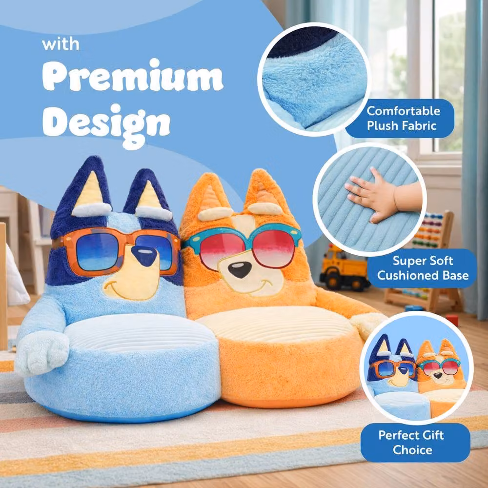 Bluey & Bingo Kids Plush Sofa Chair with Sunglasses Design, Multicolour, W/D/H: 90.0 x 70.0 x 80.0 cm – 2