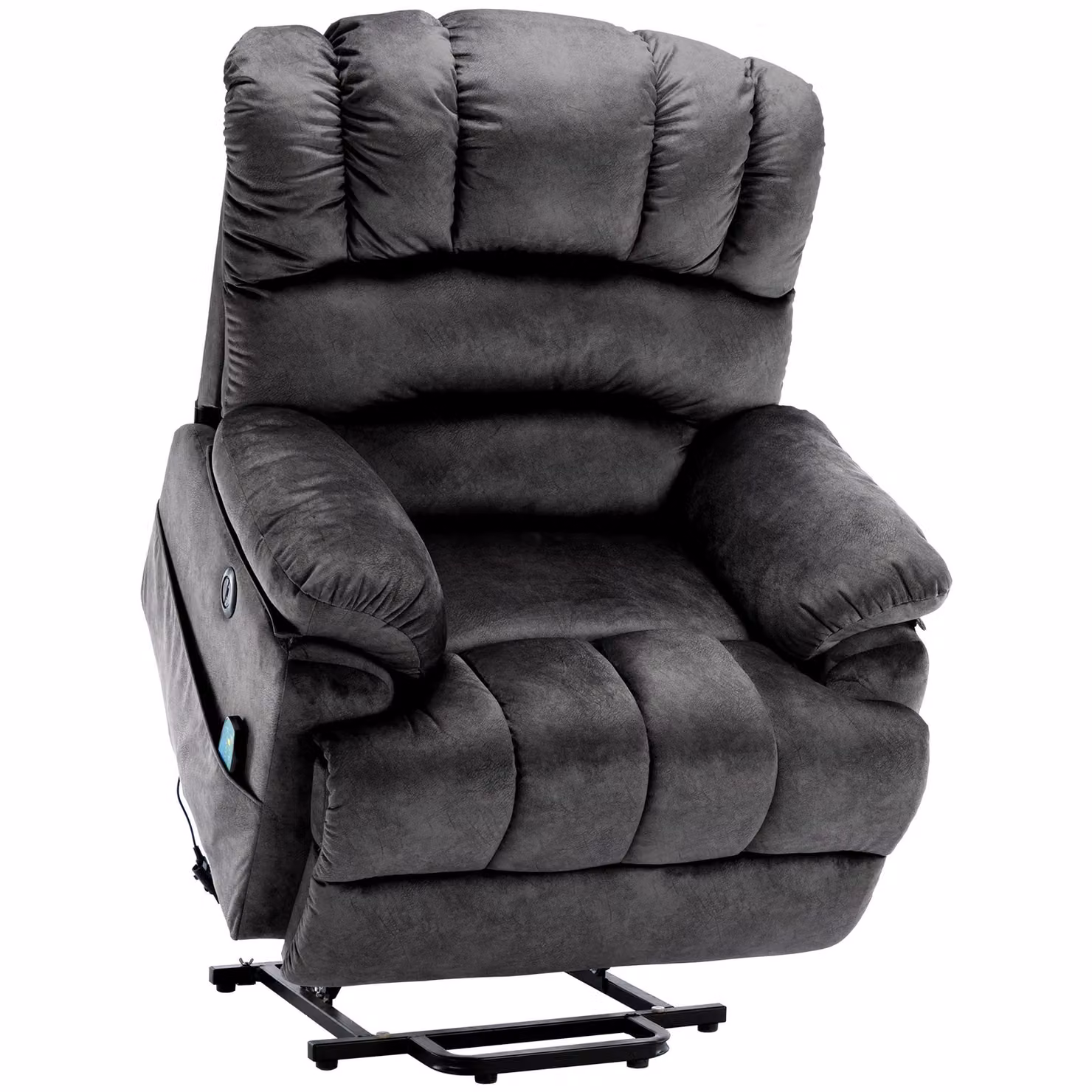 Aosom UK Electric Power Lift Recliner Chair with Heating Massage, Vibration, USB Ports and Side Pockets in Grey, W/D/H: 103 x 100 x 106 cm – 2