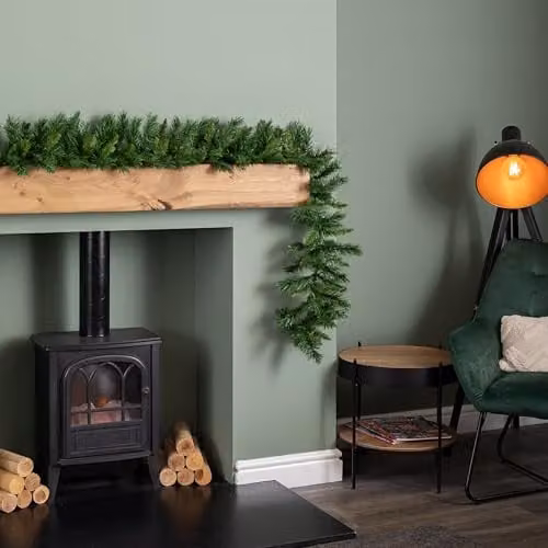 Samuel Alexander 2.7m Plain Green Kateson Fir Christmas Garland with 180 Tips – 2