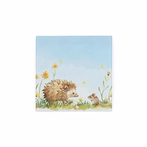 Purely Home Hedgehog and Mouse Glass Hot Pot Stand Trivet, Brown and Multicolour, W/D: 20 x 20 cm – 1