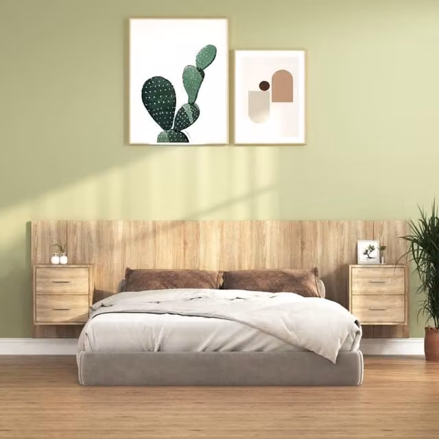Berkfield Home Bed Headboard with Integrated Nightstands in Sonoma Oak Brown Engineered Wood