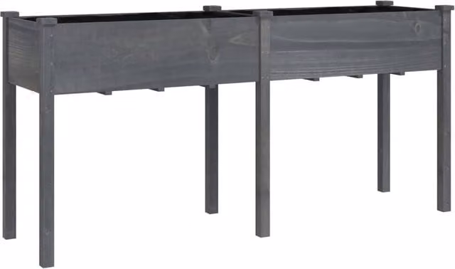 Berkfield Home Grey Solid Wood Fir Planter with Liner W: 161 cm, D: 45 cm, H: 76 cm