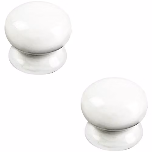 Loops 2 Pack White Antique Porcelain Cupboard Door Knobs, Diameter: 43 mm