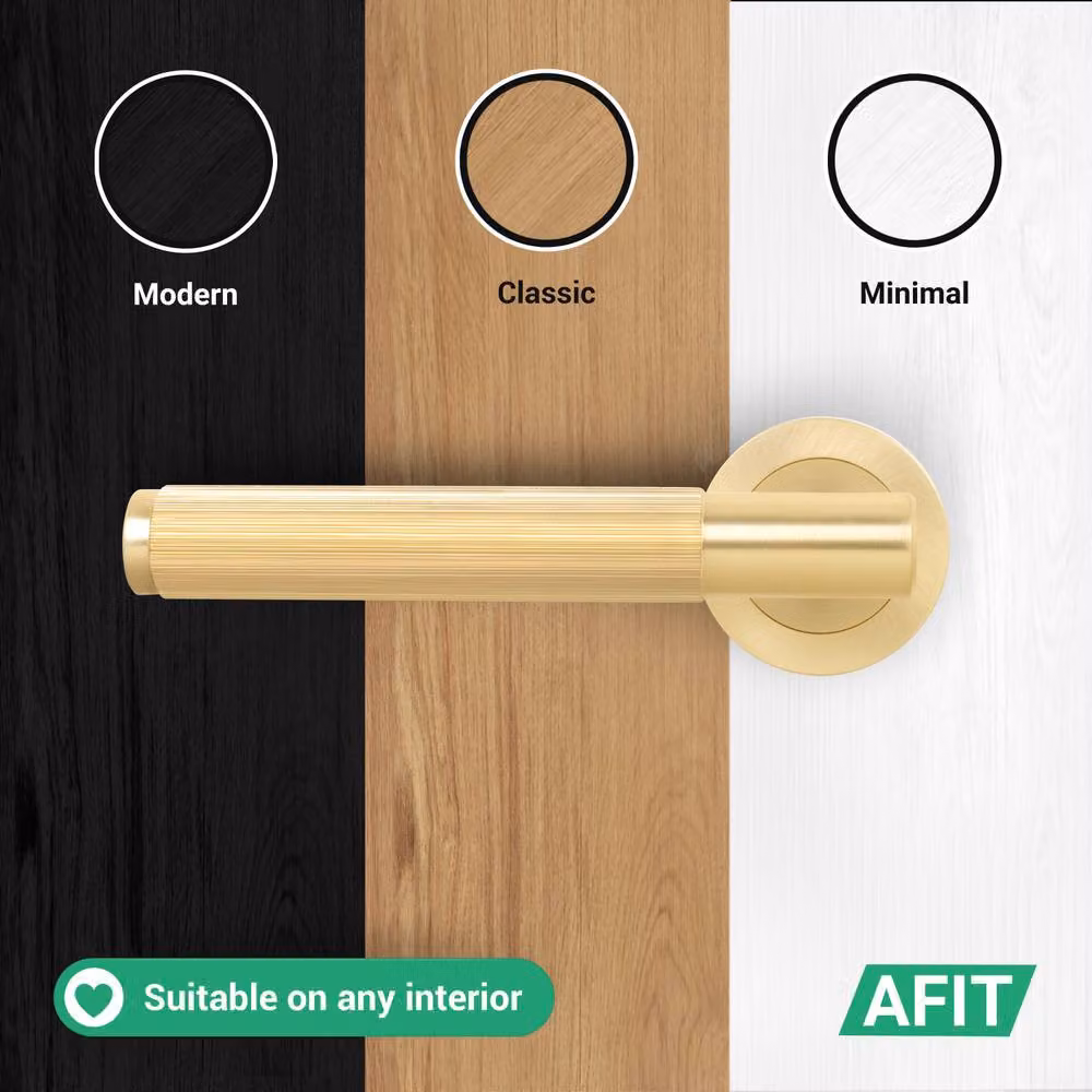 AFIT Brass Door Handle Latch and Hinge Set in Gold, 4 Pack – 5