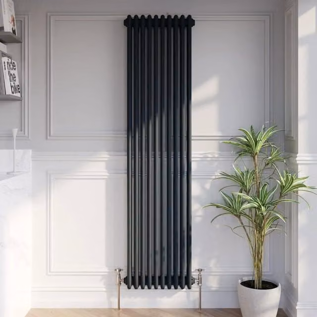 Temprazo Anthracite Steel Wall Mounted Column Radiator H: 119 cm, W: 47 cm, D: 11.9 cm