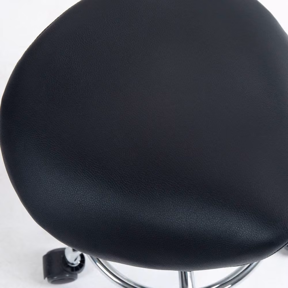 STILVORA Adjustable Height Saddle Stool in Black with Faux Leather and Castors – 5