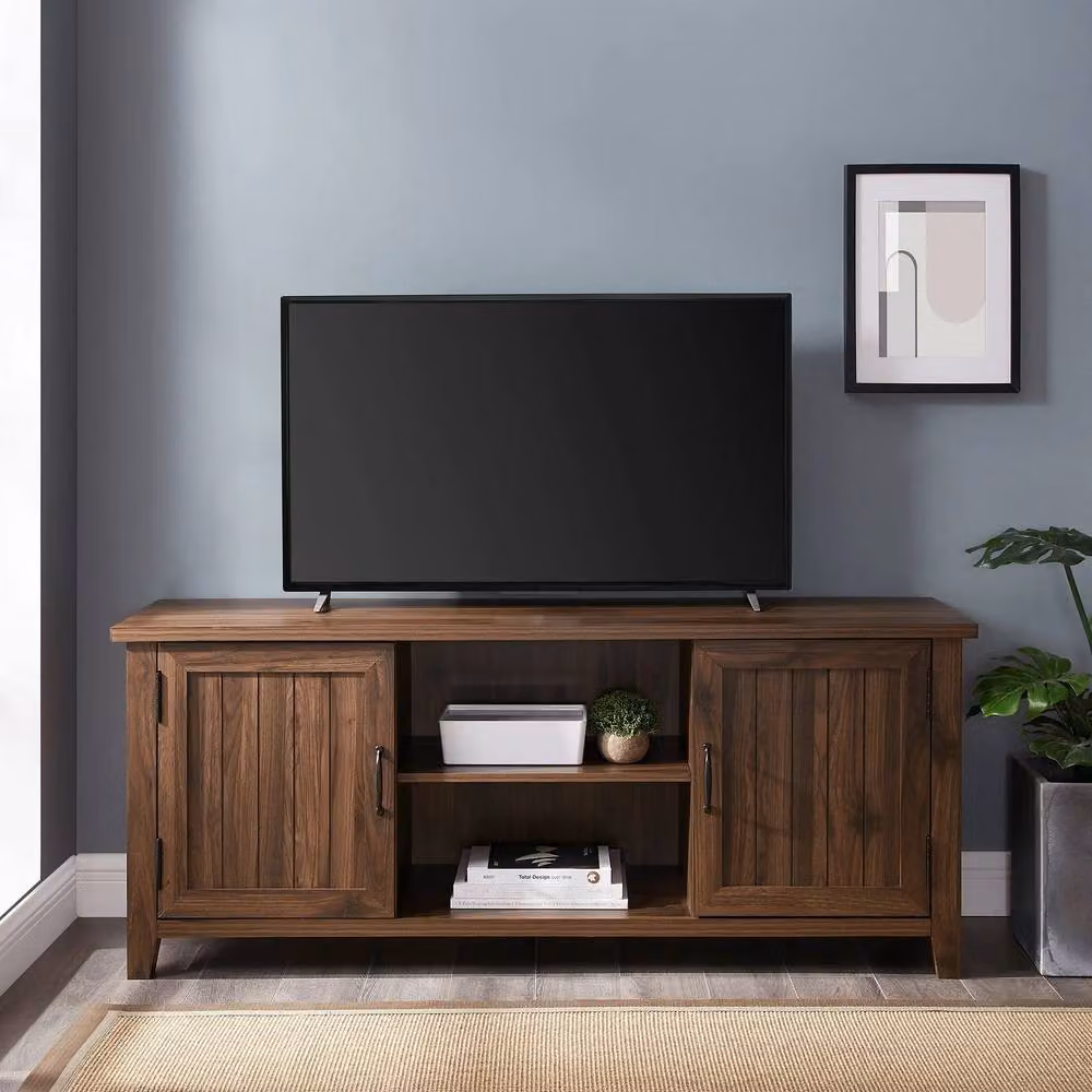 Centurion Supports RANCH Walnut 6-Shelf Storage Unit and TV Cabinet in Brown – 2