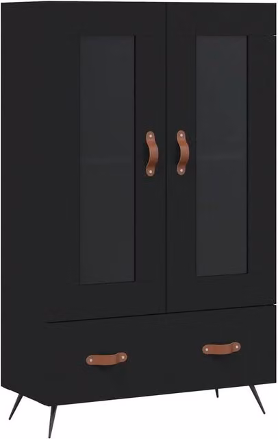 Berkfield Home Modern Black Highboard with Glass Doors, W/D/H: 69.5 x 31 x 115 cm – 1