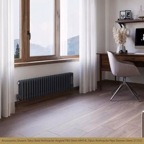 UK Radiators Alpha 3 Column Horizontal Traditional Cast-Iron Style Radiator in Anthracite Grey, W: 1177 mm, H: 300 mm – 3