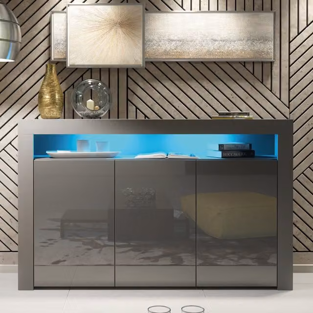 Creative Furniture Aether Sideboard in Grey with Integrated Lighting, Width: 155 cm