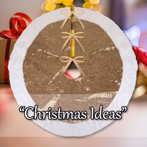 VFM e-Store Christmas Sequin Tree Skirt Decoration in Gold, W: 49 cm, D: 31 cm – 5