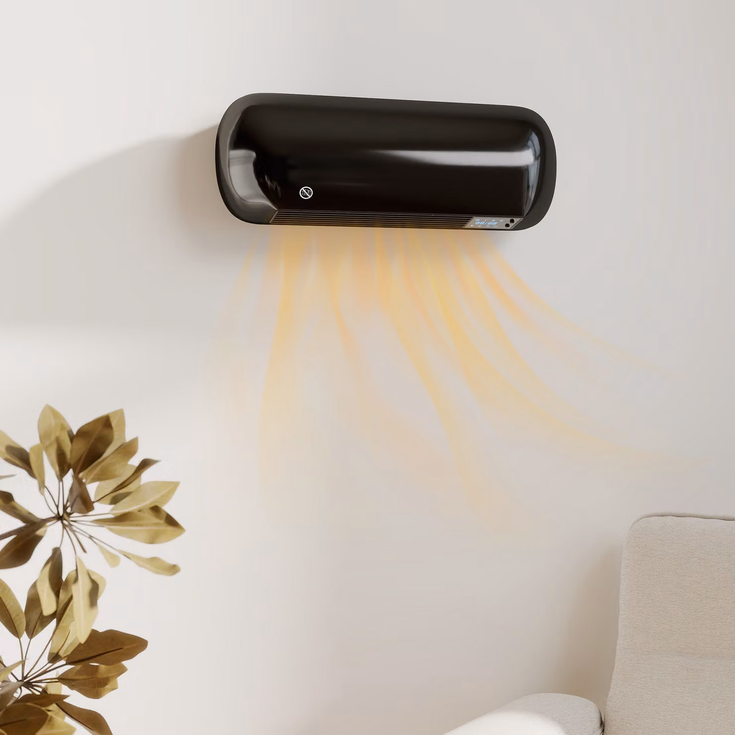 HOMCOM 2000W Ceramic Electric Fan Heater with Adjustable Thermostat, Remote Control, Timer and Overheat Protection, Wall Mounted, Black – 2