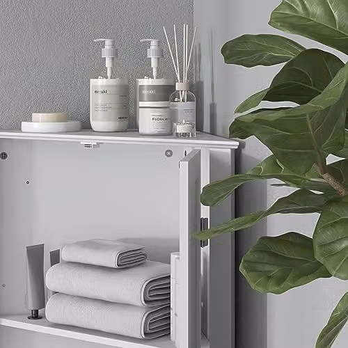 Kleankin Corner Bathroom Storage Unit, White, W/D/H: 32.5 x 11.5 x 80.0 cm – 3