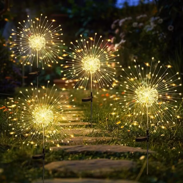 Garwarm Solar Starburst Firework LED Lights in Warm White – 1